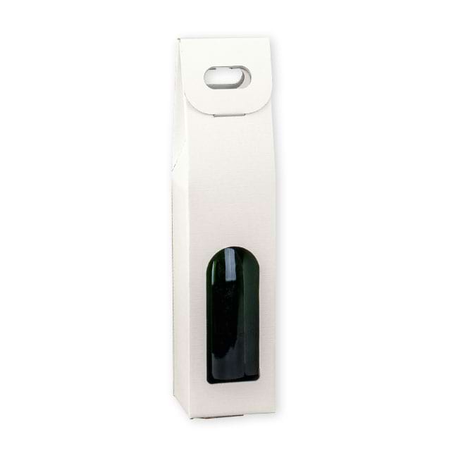 Flaschentragekartons Fibra Bianco, für 1 Flasche mit Sichtfenster