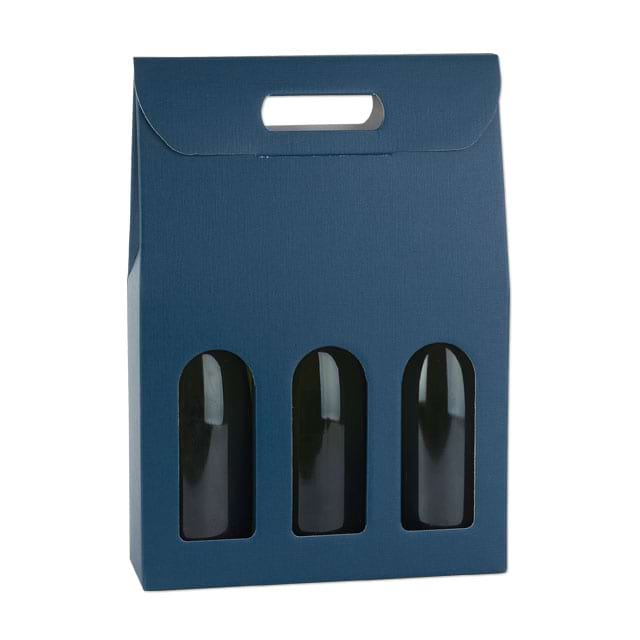 Flaschentragekartons Fibra Blu, für 3 Flaschen