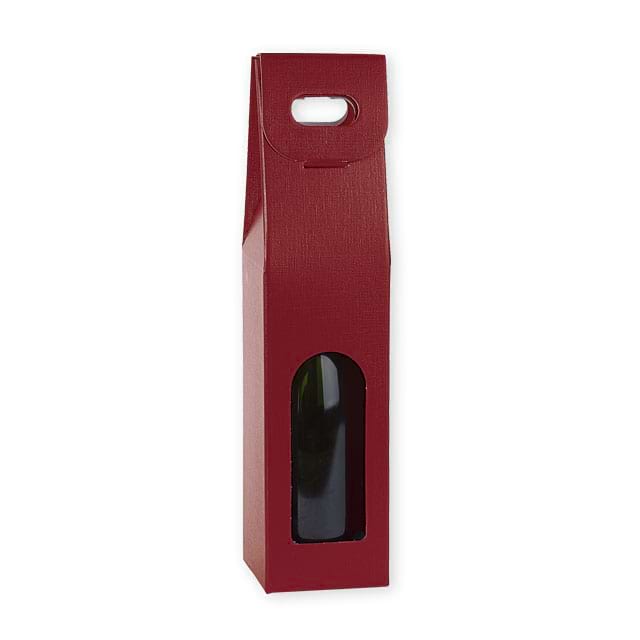Flaschentragekartons Fibra Bordeaux, für 1 Flasche mit Sichtfenster
