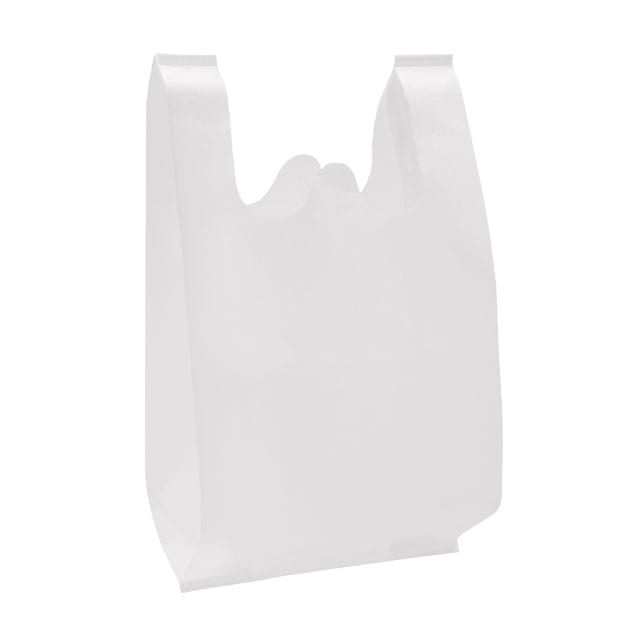 Hemdchenbeutel aus PP-Non Woven in weiß, mit 2 Henkeln und Seitenfalten, offen