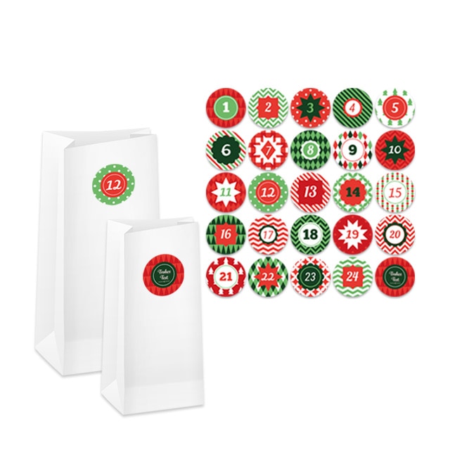 Blockbodenbeutel, zum Beispiel als Adventskalender