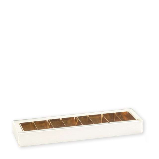 Pralinenschachteln Seta Bianco mit Klarsichtschuber und , für ca. 8 Pralinen
