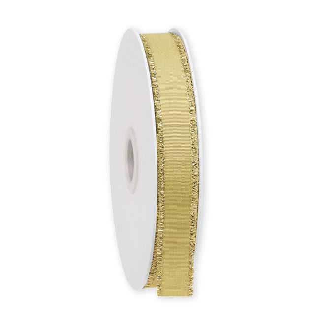 Textilband als Ripsband in Gold mit zarten Fransen in 16 mm erhältlich