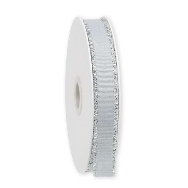 Textilband als Ripsband in Silber mit zarten Fransen in 16 mm erhältlich