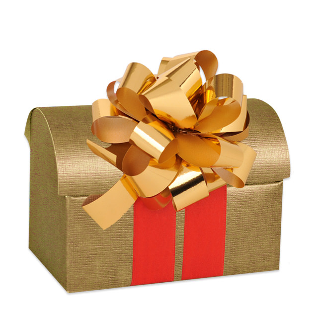 Schatullen Seta Oro mit Einstecklasche, in matt-goldener Leinenoptik  mit Dekorationsbeispiel