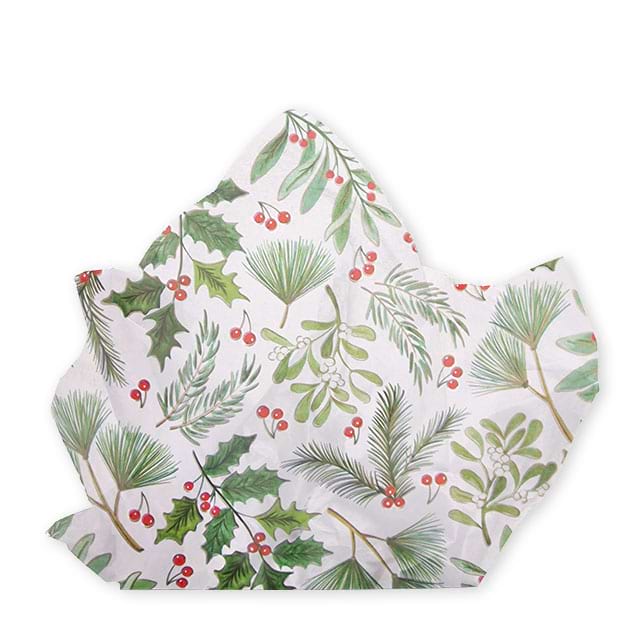Weihnachtliches Seidenpapier Bogen Ilex-Motiv