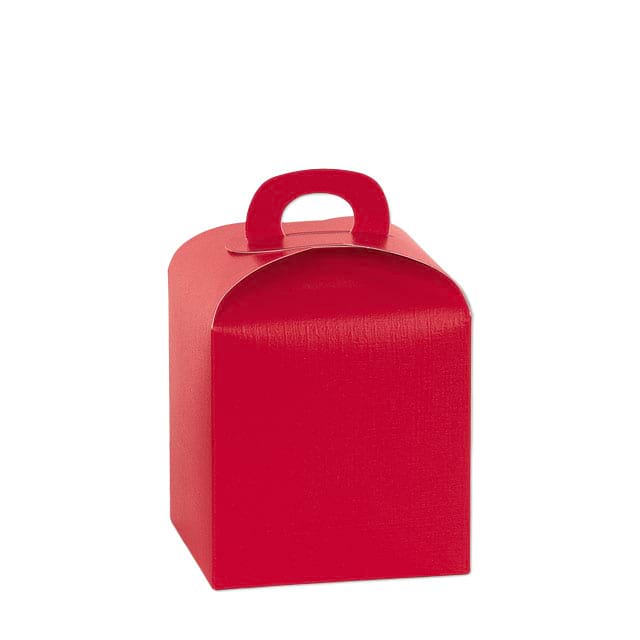 Geschenktragekartons Fibra Rosso mit Fingergriff, Format 100 x 100 x 100 mm