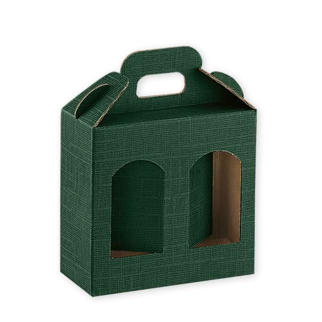 Tragekartons Portavasetti Seta Verde mit 2 Fenster, Höhe 120 mm 