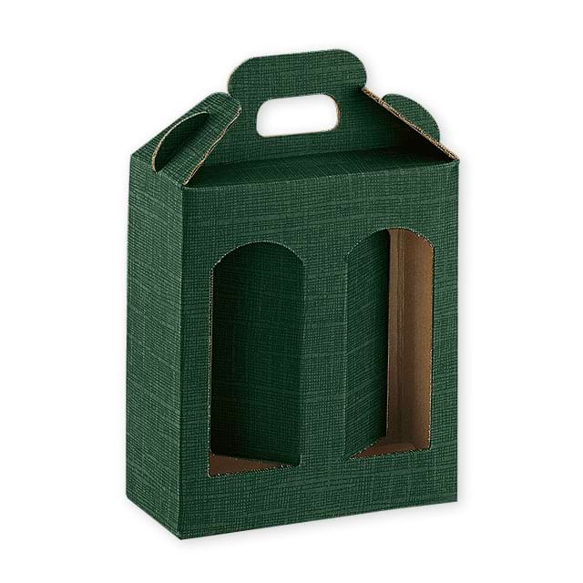 Tragekartons Portavasetti Seta Verde mit 2 Fenster, Höhe 150 mm 