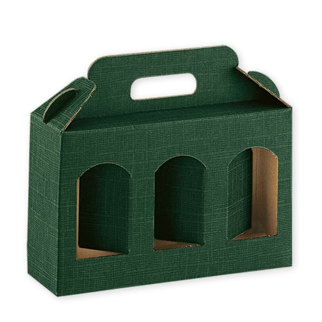 Tragekartons Portavasetti Seta Verde mit 3 Fenster, Höhe 120 mm 