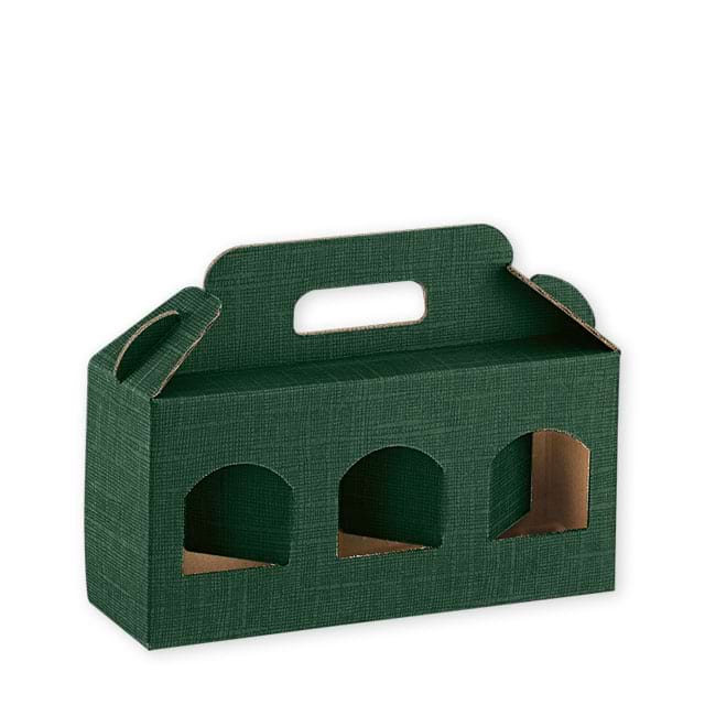 Tragekartons Portavasetti Seta Verde mit 3 Fenster, Höhe 90 mm