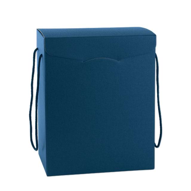 Tragekartons Segreto Fibra Blu mit Klappdeckel und Kordeln - Hochformat