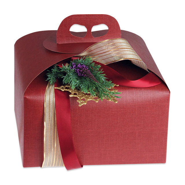 Geschenktragekartons Seta Bordeaux mit Weihnachtsdeko