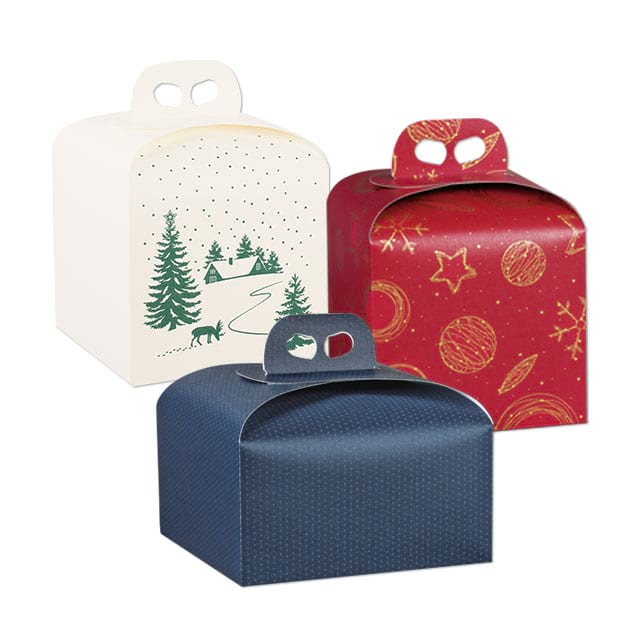Tragekartons Panettone Weihnachten Mix, mit Fingergriff