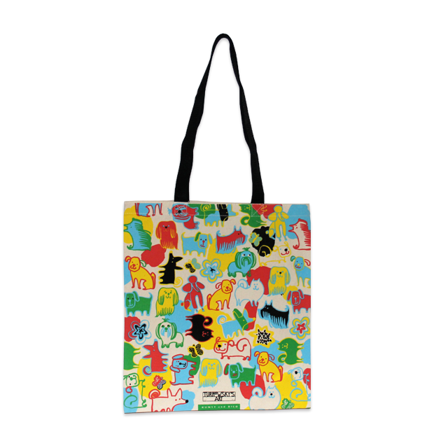 Stofftasche Virginia: Aus naturfarbener CANVAS-Qualität, 5c bedruckt mit langen Henkeln