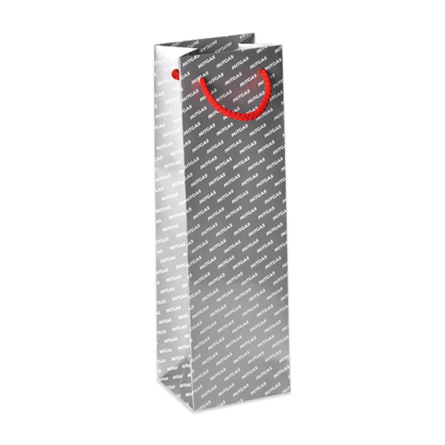 Elegante Flaschentasche mit Silber-Streudruck: Akzentuiert mit auffälliger roter Kordel
