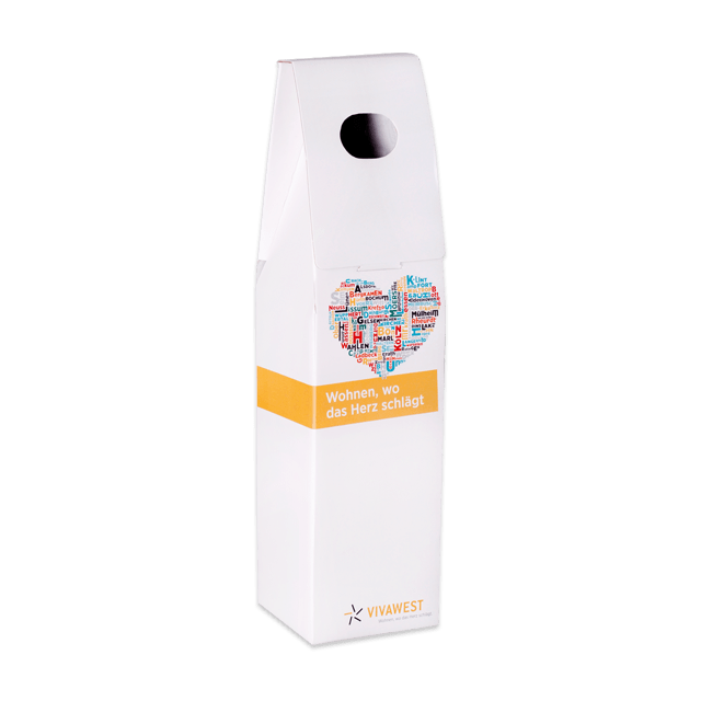 Flaschentragekarton für 1 Flasche, 4c bedruckt mit Grifloch und ohne Sichtfenster