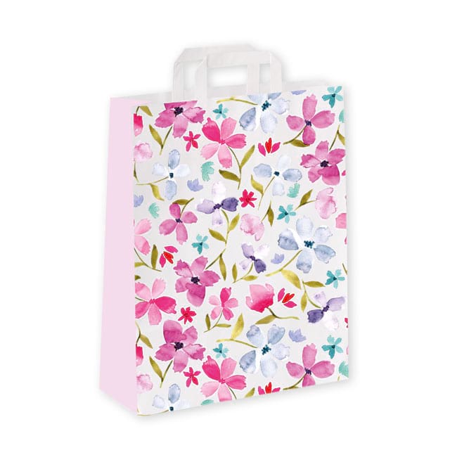 Papiertasche Modell Basic mit flachen Papierhenkeln. Ab 500 Stück mit Ihrem Logo!