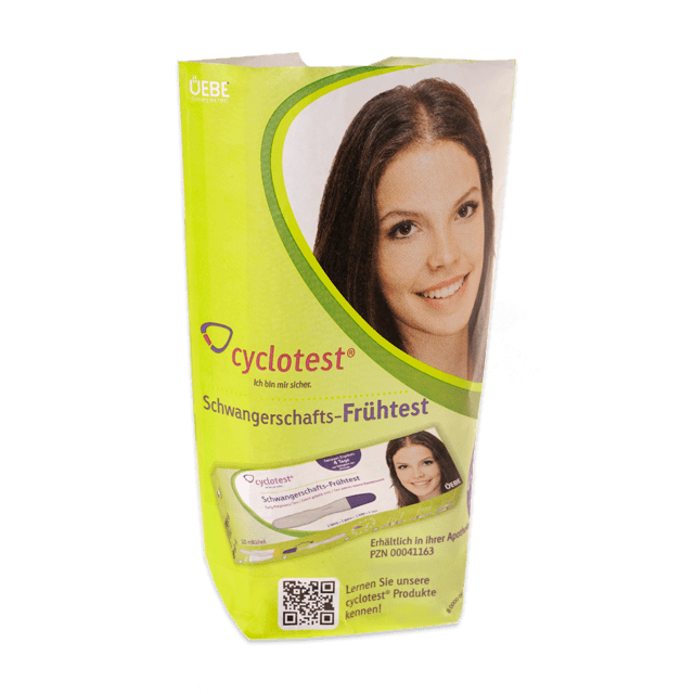 Kreuzbodenbeutel aus weißem Kraftpapier