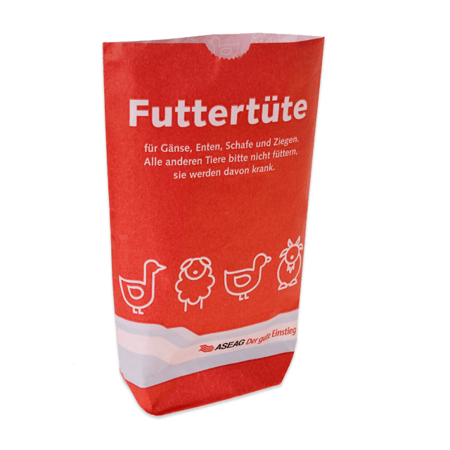 Kreuzbodenbeutel aus weißem Kraftpapier