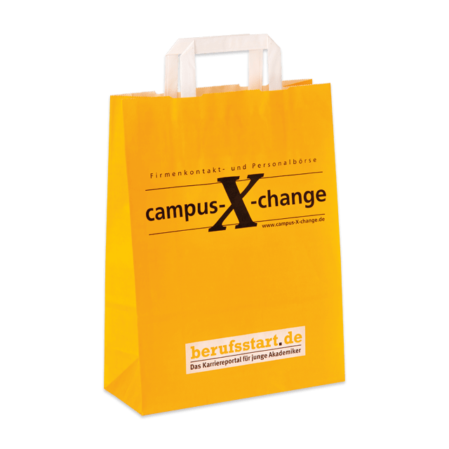 Papiertasche Basic für Stellenanzeigen-Portale: Weißer Vollflächendruck mit weißen Henkeln