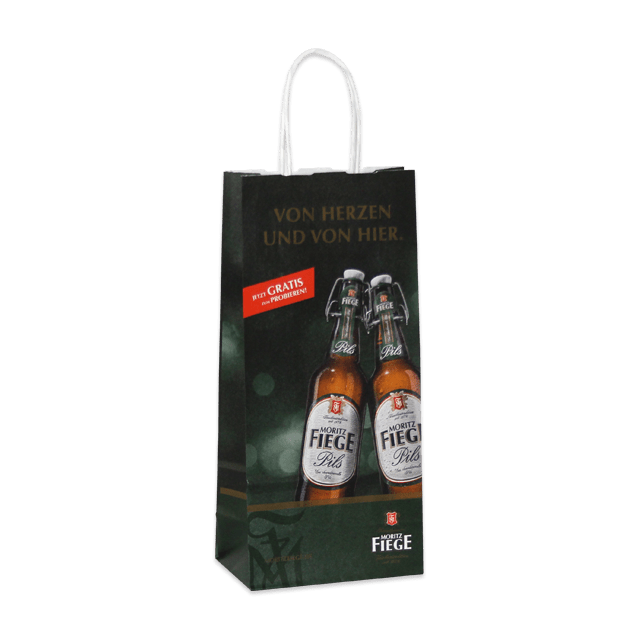 5-farbiger hochauflösender Flexodruck auf gedrehter Papierkordeltasche für Brauereien