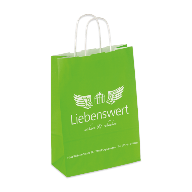 Papiertasche Torino mit Negativaussparung im Vollflächendruck – Eyecatcher für Geschenkeläden