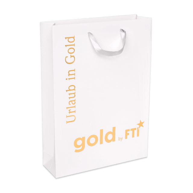 Luxus-Papiertasche Elegance haptischer Gold-Reliefprägung- perfekt als hochwertige Messetasche 
