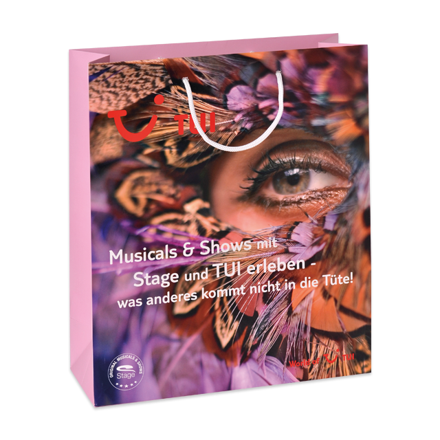 Exklusive Papiertasche Elegance 4-farbig im brilliantem Offsetdruck für einen Reiseveranstalter
