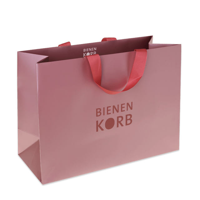 Individuell bedruckbare Papiertasche Elegance mit elegantem Textilband innen verklebt
