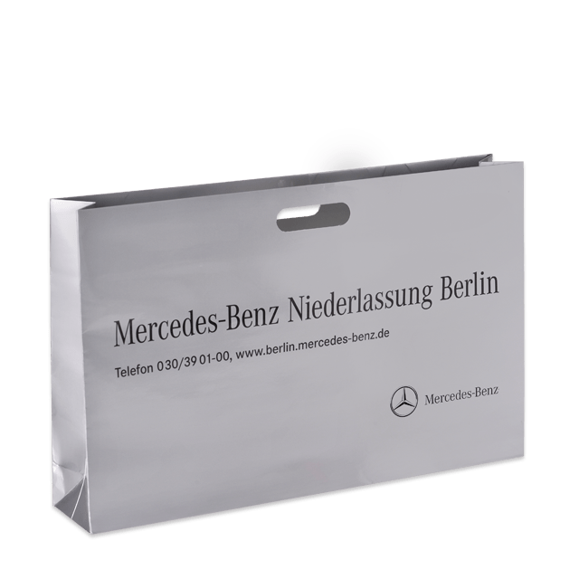 Längliche Papiertasche Prestige im Sonderformat – ideal für Autohäuser und Zubehör