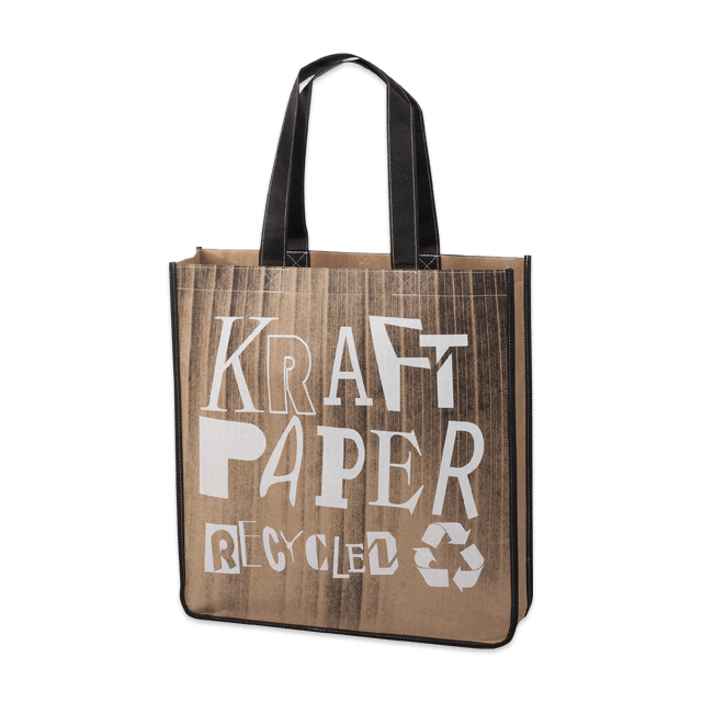 Permanenttasche Kansas mit Papierbeschichtung: Farblich abgestimmte Einfassung und Non-Woven-Henkel