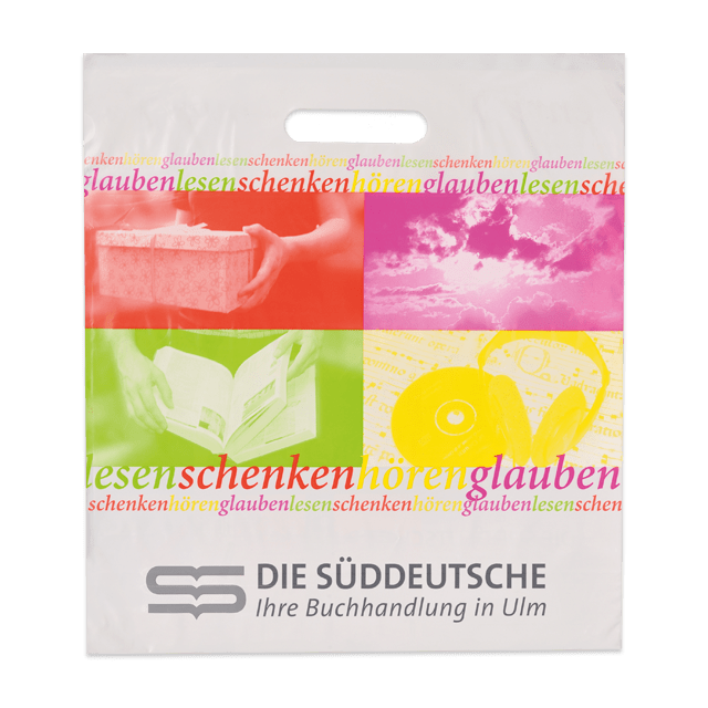 Buchhandel DKT-Tasche: Extra starke 80 my Folie mit Grifflochverstärkung (langlebige Mehrweg-Qualität)