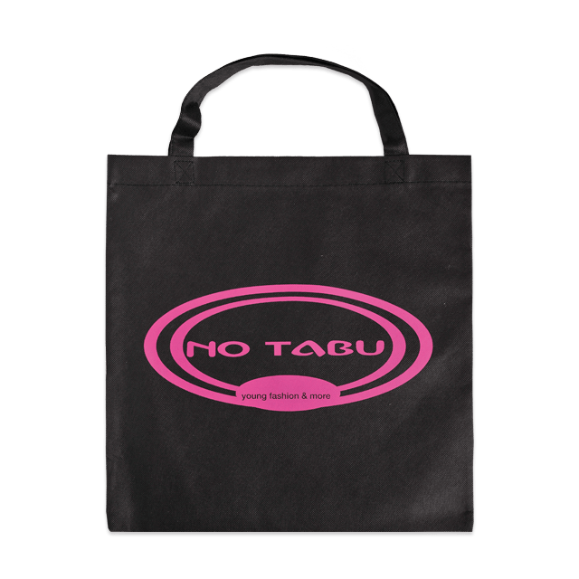 Stofftasche Montana (schwarz PP Non-Woven): Auffälliger 1c Druck in Pink mit kurzen Henkeln