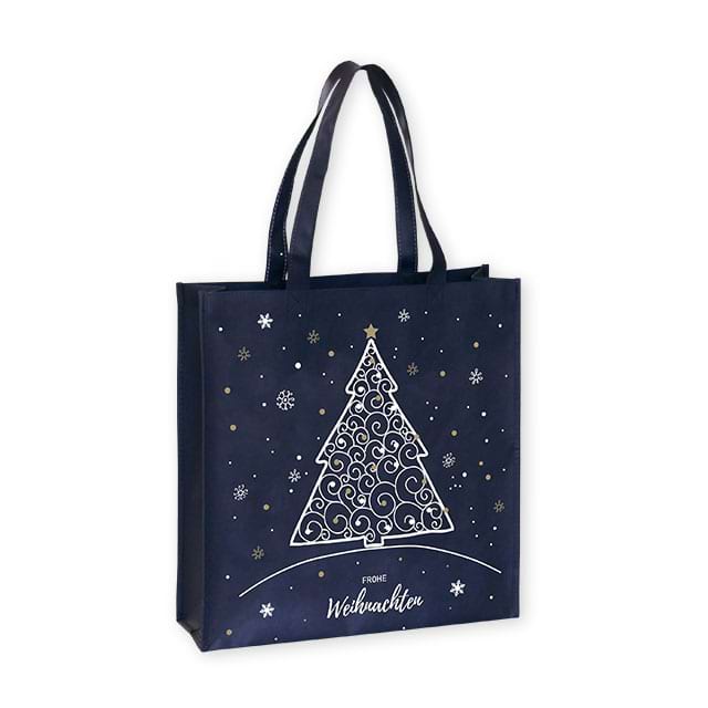 Permanenttasche Modell Kansas aus PP-Non Woven in dunkelblau, Motiv 1-fbg gold mit kurzen Henkeln. Ab 1.000 Stück mit Ihrem Logo! 