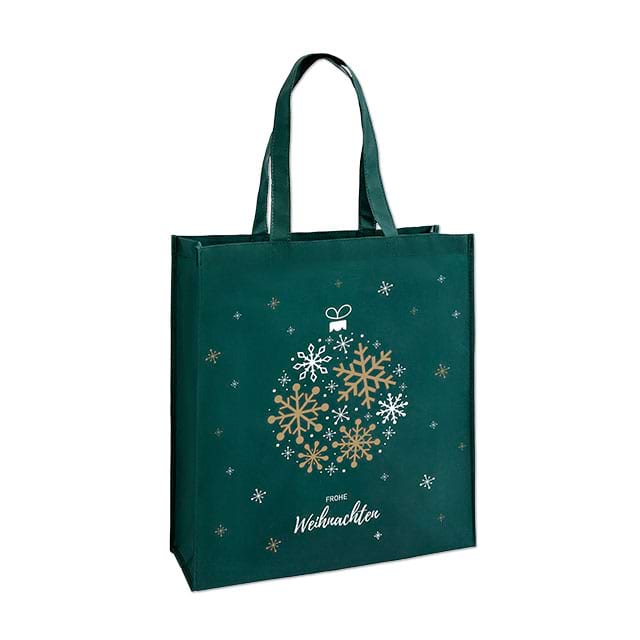 Permanenttasche Modell Kansas aus PP-Non Woven in dunkelgrün mit langen Henkeln. Ab 1.000 Stück mit Ihrem Logo!