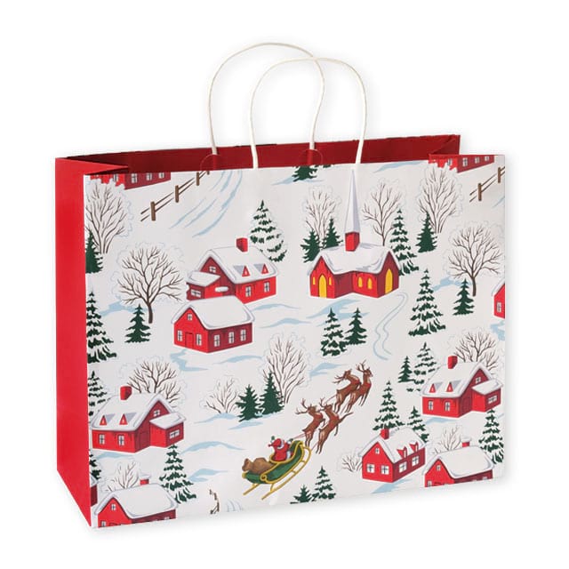 Papiertasche Modell Milano aus weißem Kraftpapier mit oberem Randumschlag und gedrehten Papierkordeln. Ab 500 Stück mit Ihrem Logo!